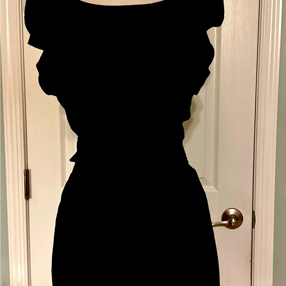 Black open back mini dress